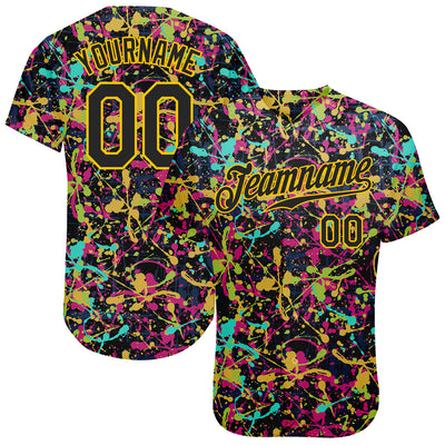 Custom Gold Gold-Black 3D Pattern Design Authentic Baseball Jersey Fast  Shipping – FiitgCustom