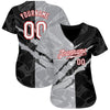 Custom Graffiti Pattern White Gray-Red 3D Scratch Authentic Baseball Jersey