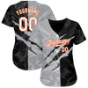 Custom Graffiti Pattern White Gray-Orange 3D Scratch Authentic Baseball Jersey