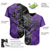 Custom Graffiti Pattern Black Purple-Gray 3D Scratch Authentic Baseball Jersey