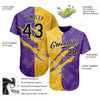 Custom Graffiti Pattern Black Yellow-Purple 3D Scratch Authentic Baseball Jersey