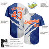 Custom Graffiti Pattern Orange-Royal 3D Scratch Authentic Baseball Jersey