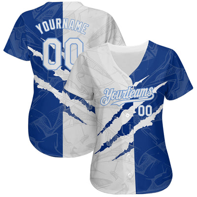 Custom Team Royal Baseball White Authentic Light Blue Jersey