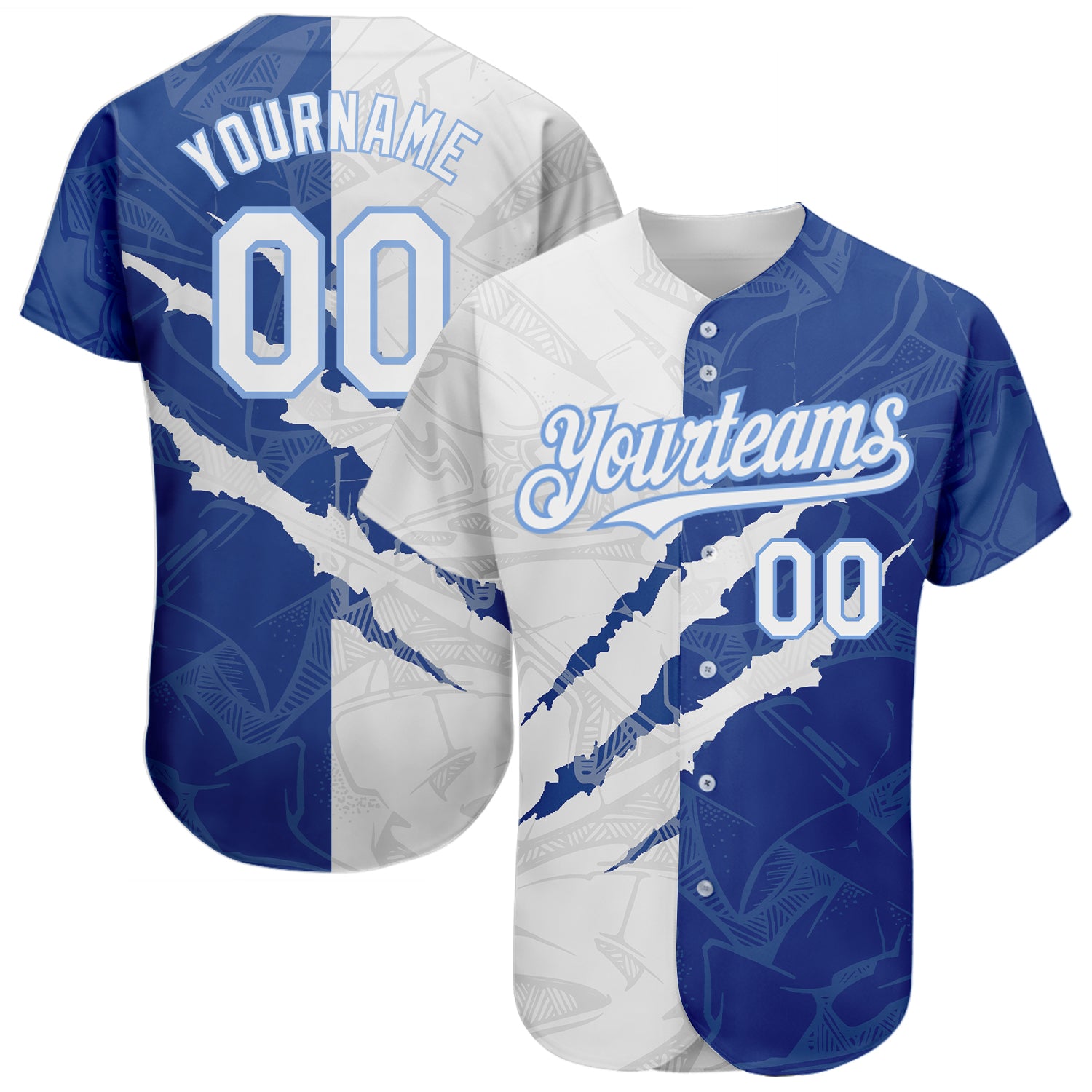 Custom Graffiti Pattern-Royal White 3D Printing Authentic Baseball Jersey Men's Size:L