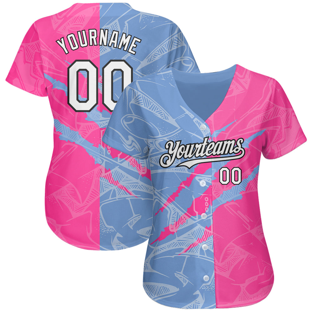 Cheap Custom Pink Pink-Black 3D Pattern Design Authentic Baseball