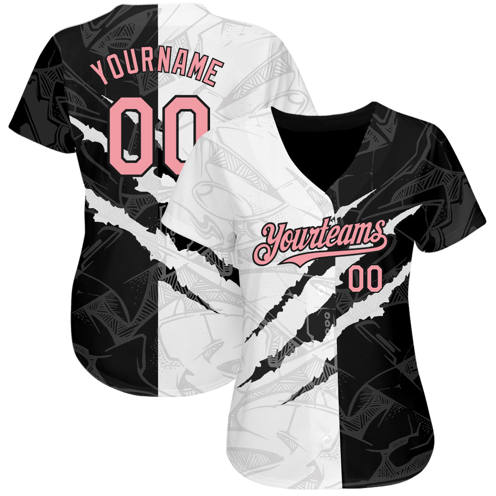 Custom Grass Green Pink-Black Authentic Gradient Fashion Baseball