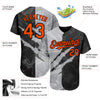 Custom Graffiti Pattern Orange Black-Gray 3D Scratch Authentic Baseball Jersey