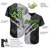 Custom Graffiti Pattern Neon Green Black-Gray 3D Scratch Authentic Baseball Jersey