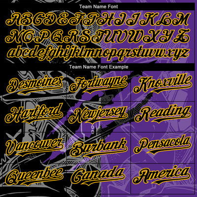 Custom Graffiti Pattern Black Purple-Gold 3D Scratch Authentic Baseball Jersey