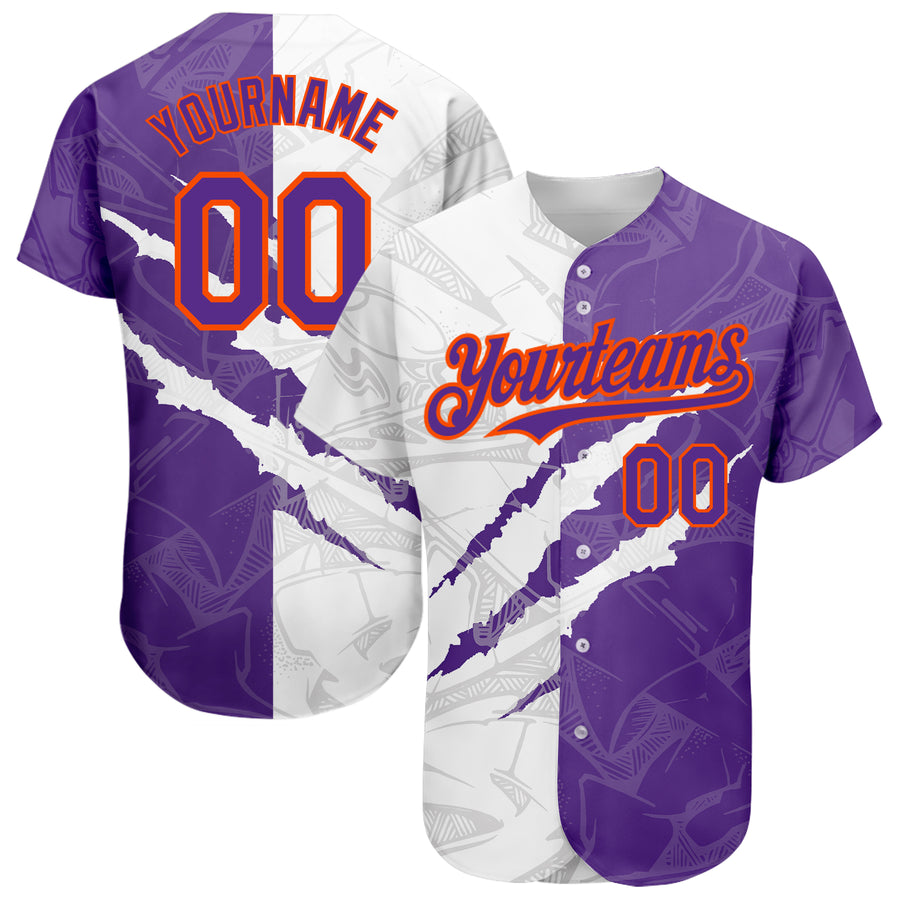 Custom Black Purple-Orange Authentic Split Fashion Baseball Jersey