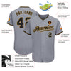 Custom Gray Black-Old Gold Authentic Baseball Jersey