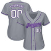 Custom Gray White-Purple Authentic Baseball Jersey