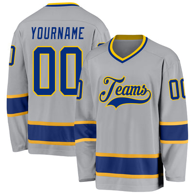 Custom Gray Royal-Gold Hockey Jersey