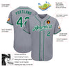 Custom Gray Kelly Green-White Authentic Baseball Jersey