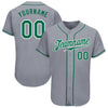 Custom Gray Kelly Green-White Authentic Baseball Jersey