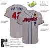 Custom Gray Red Pinstripe Red-Navy Authentic Baseball Jersey