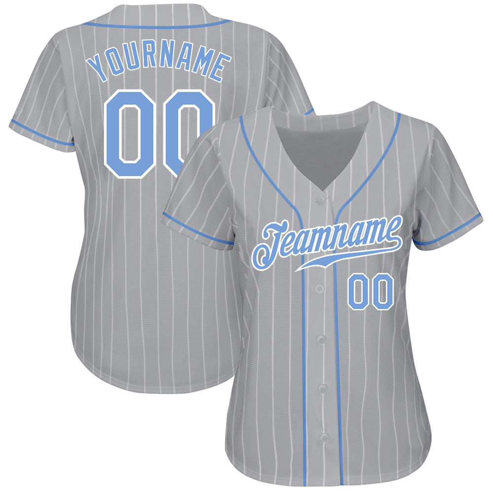 Custom Pinstripe Baseball Jersey Royal Light Blue Light Blue-White  Authentic - FansIdea