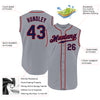 Custom Gray Navy-Red Authentic Sleeveless Baseball Jersey