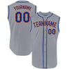 Custom Gray Royal-Orange Authentic Sleeveless Baseball Jersey