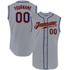 Custom Gray Navy-Orange Authentic Sleeveless Baseball Jersey