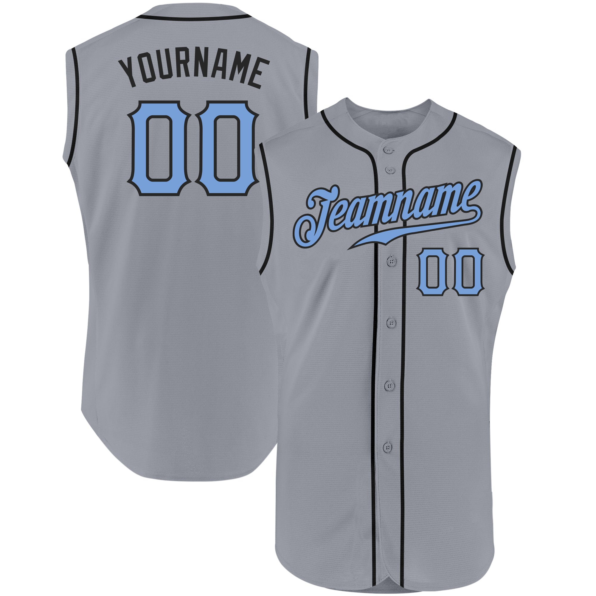 Custom Gray Light Blue-Black Authentic Father's Day Baseball Jersey Men's Size:XL