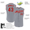 Custom Gray Red-Black Authentic Sleeveless Baseball Jersey