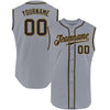 Custom Gray Black-Old Gold Authentic Sleeveless Baseball Jersey