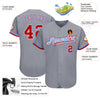 Custom Gray Red White-Light Blue Authentic Baseball Jersey