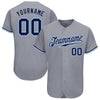 Custom Gray Navy White-Light Blue Authentic Baseball Jersey