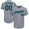 Custom Gray Black-Teal Authentic Baseball Jersey