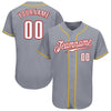 Custom Gray White Red-Gold Authentic Baseball Jersey