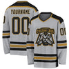 Custom Gray Black-Old Gold Hockey Jersey