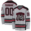 Custom Gray Black-Maroon Hockey Jersey