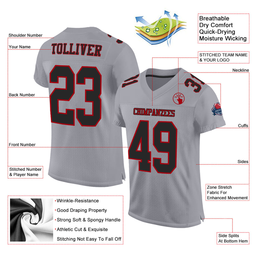 Customized Grey Football Jersey – AllFanStore