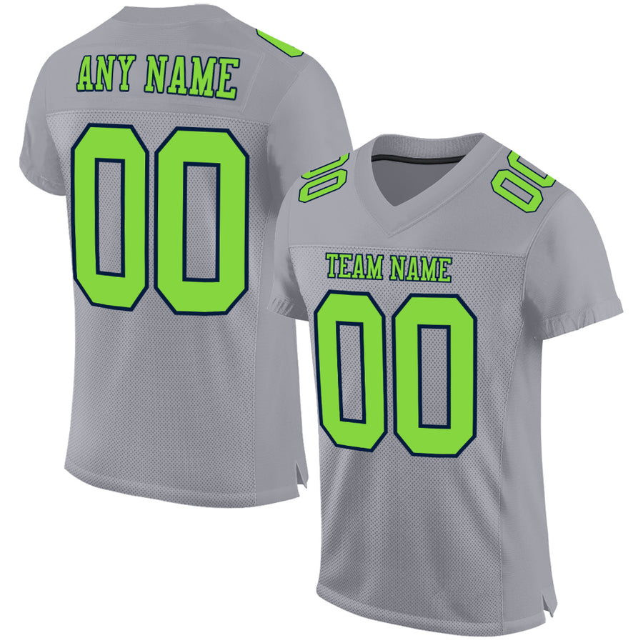 Custom Neon Green Pink-Navy Mesh Authentic Football Jersey Discount