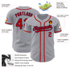 Custom Gray Red-Navy Authentic Baseball Jersey