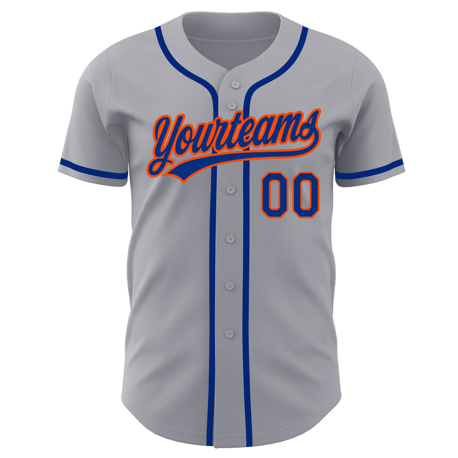 Custom Gray Royal-Orange Authentic Baseball Jersey