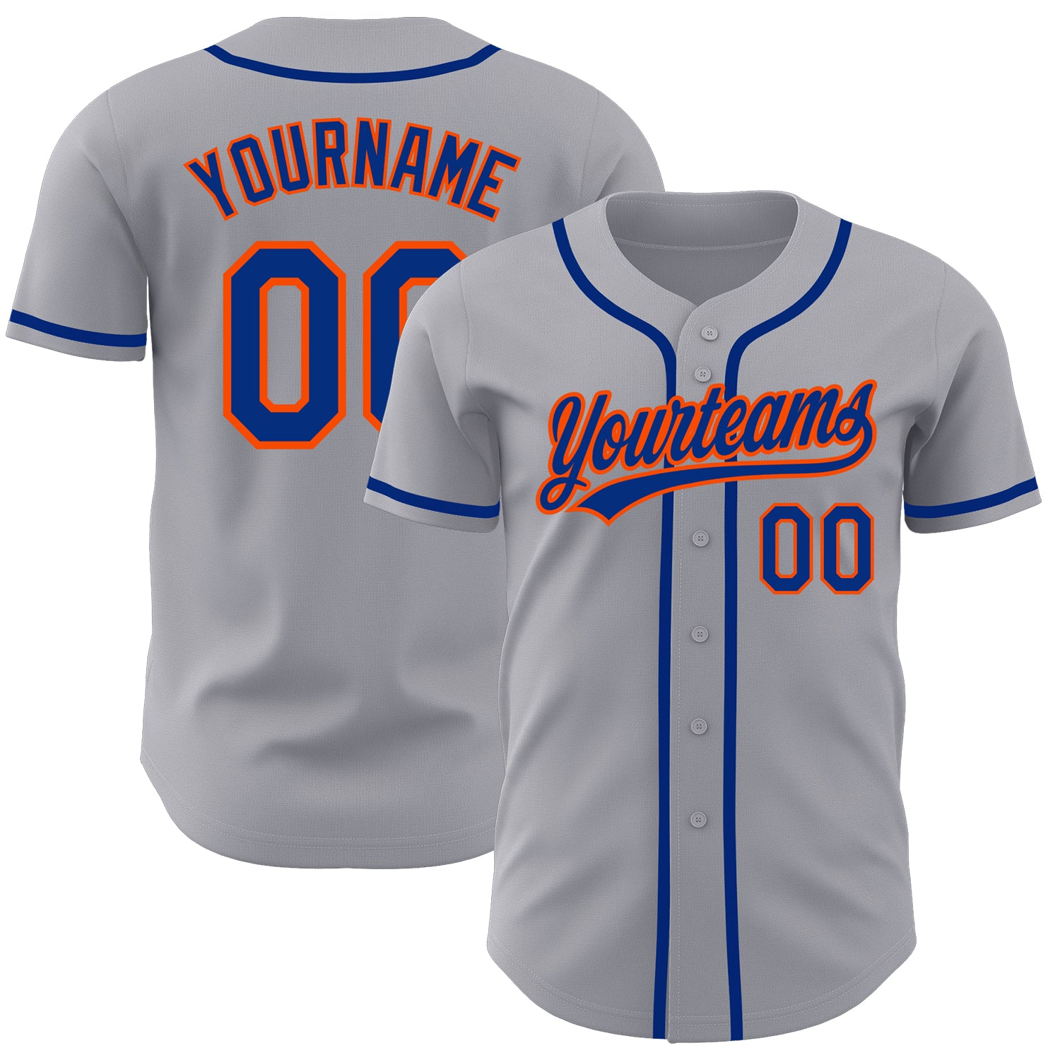 Custom Gray Royal-Orange Authentic Baseball Jersey