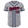 Custom Gray Navy-Red Authentic Baseball Jersey