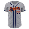 Custom Gray Navy-Orange Authentic Baseball Jersey