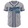 Custom Gray Navy-Teal Authentic Baseball Jersey