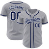 Custom Gray Navy-White Authentic Baseball Jersey