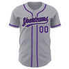 Custom Gray Purple-Black Authentic Baseball Jersey