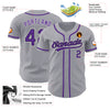 Custom Gray Purple-Black Authentic Baseball Jersey