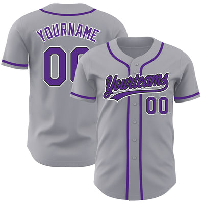 Custom Gray Purple-Black Authentic Baseball Jersey