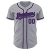 Custom Gray Purple-Black Authentic Baseball Jersey