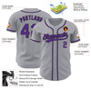 Custom Gray Purple-Black Authentic Baseball Jersey