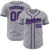 Custom Gray Purple-Black Authentic Baseball Jersey