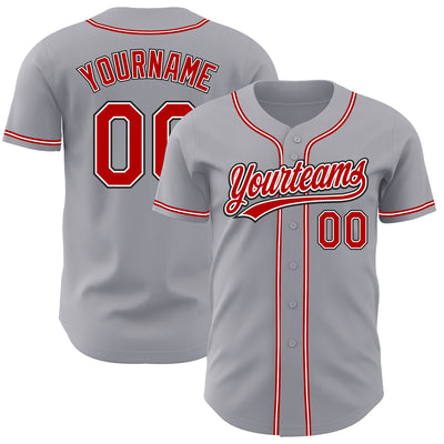 Custom Gray Red-Black Authentic Baseball Jersey