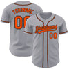 Custom Gray Orange-Black Authentic Baseball Jersey